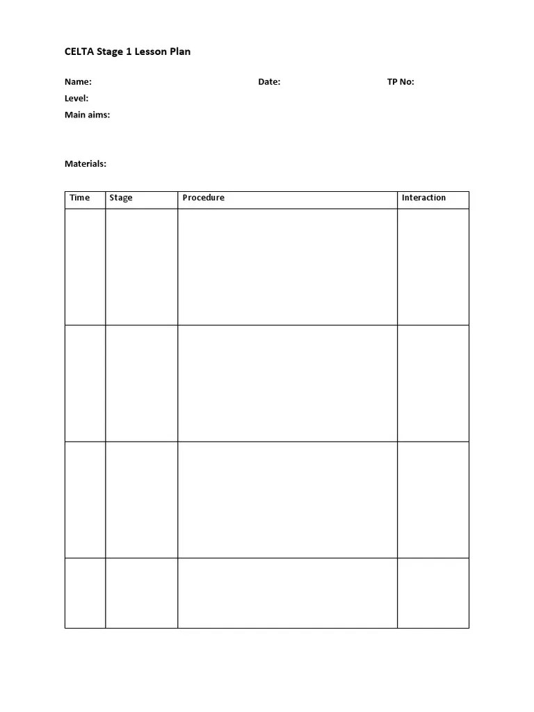 CELTA Stage 1 Lesson Plan PDF