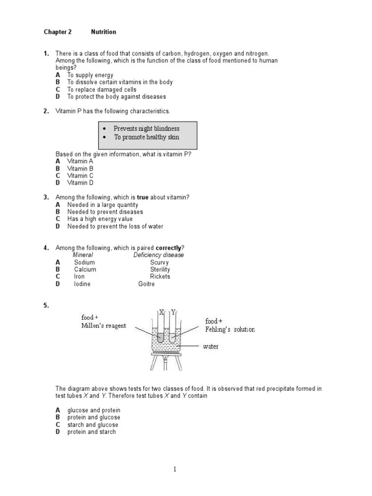 Science Form 2 Chapter 3 Nutrition Vitamin Digestion