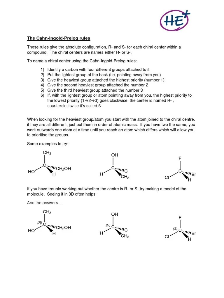 Activity 3 The CahnIngoldPrelog Rules_0 Chirality (Chemistry