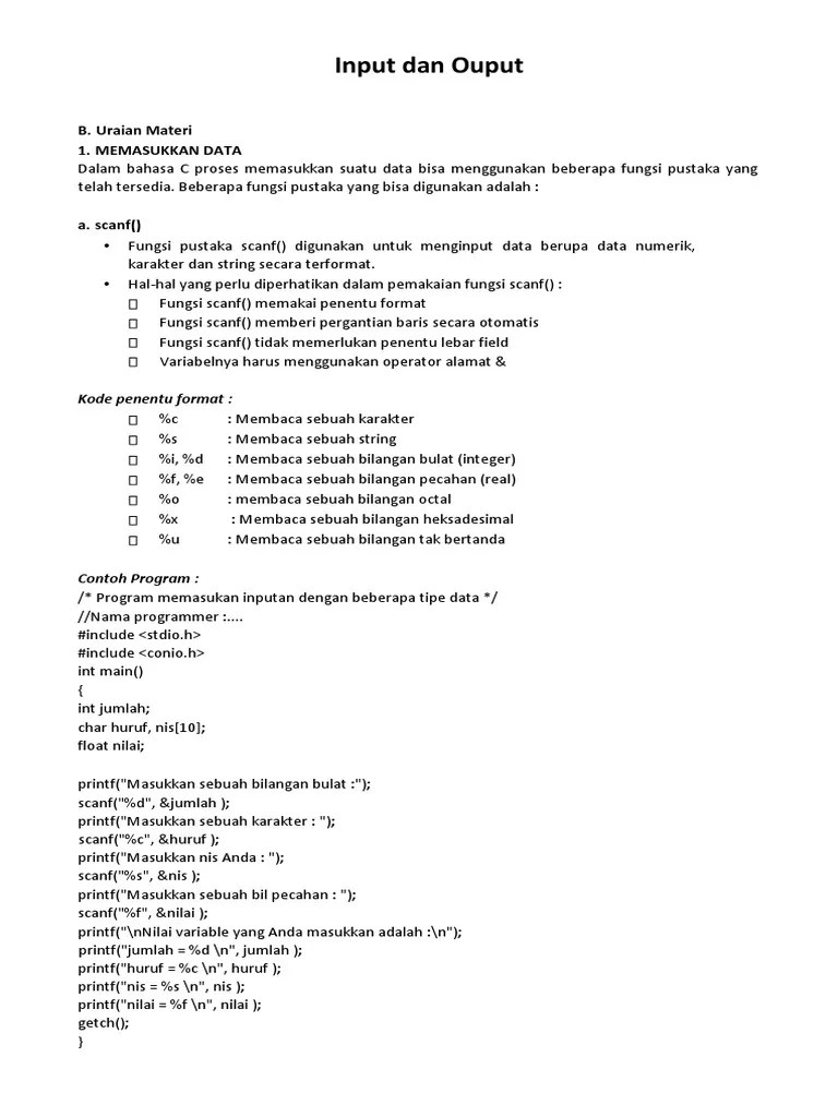 Input Dan Output | PDF