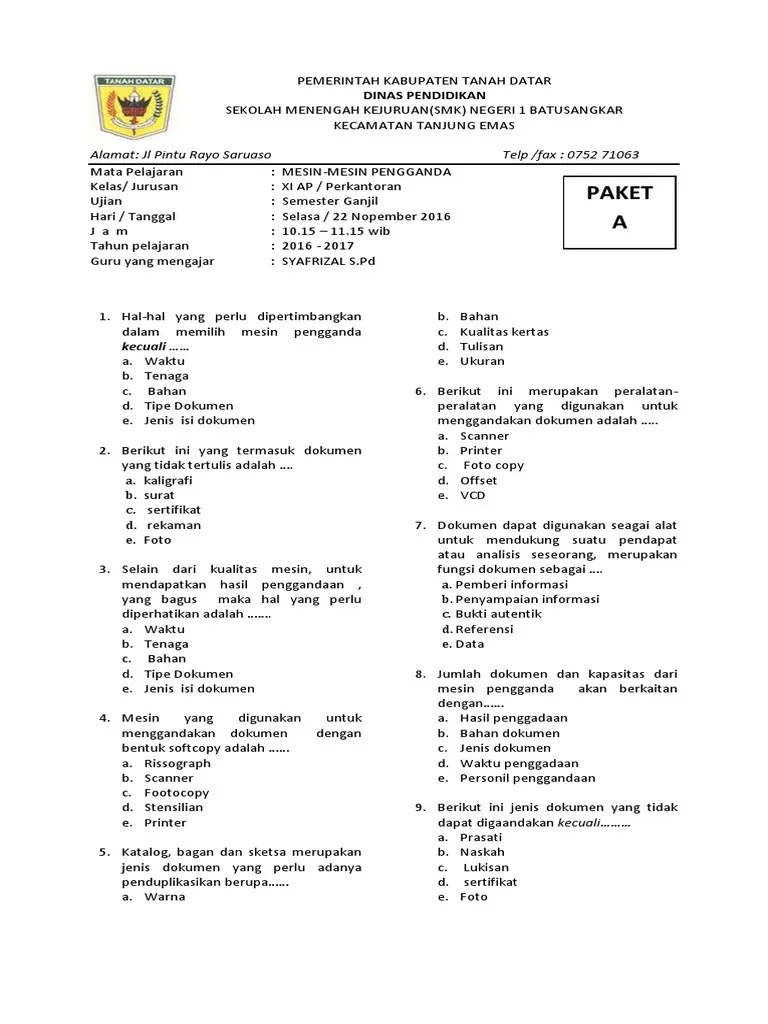 Soal Mesin Penggganda A | PDF