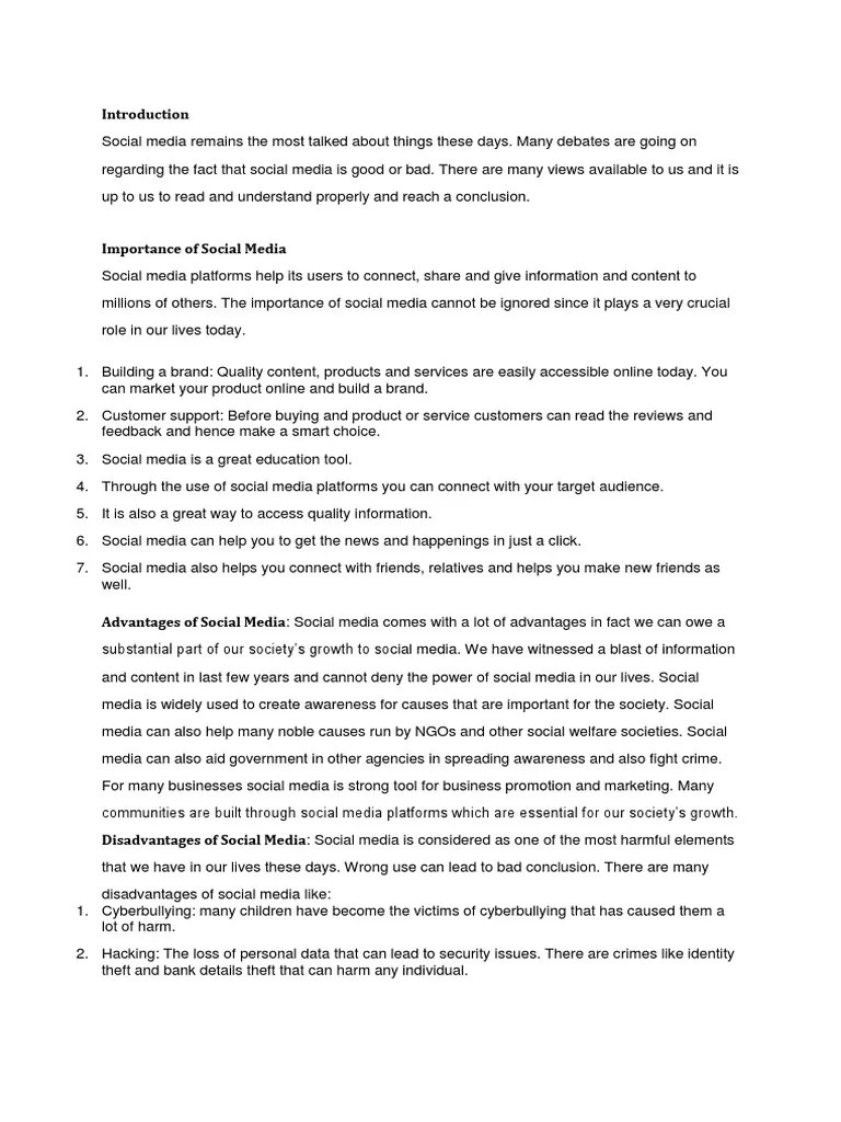 ESSAY ON SOCIAL MEDIA IMPORTANCE, ADVANTAGES, DISADVANTAGES Digital