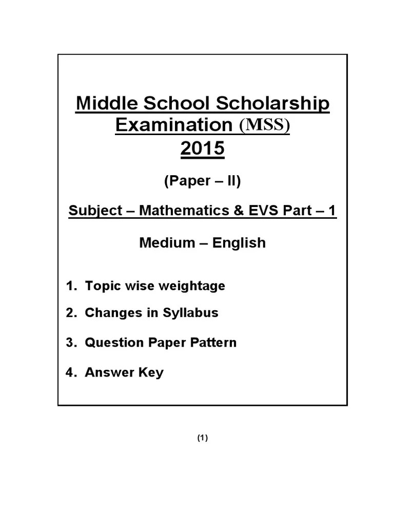 4th Standard Scholarship Examination Paper PDF Fraction (Mathematics) Rectangle