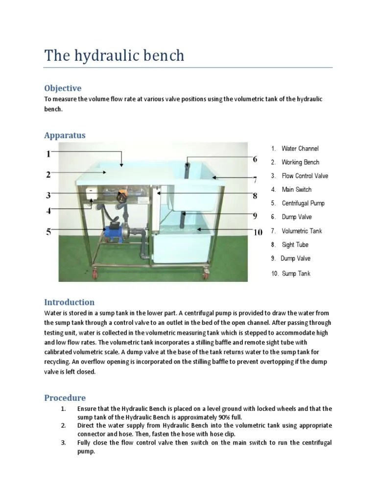 Experiment 01 The hydraulic bench.pdf Flow Measurement Pump