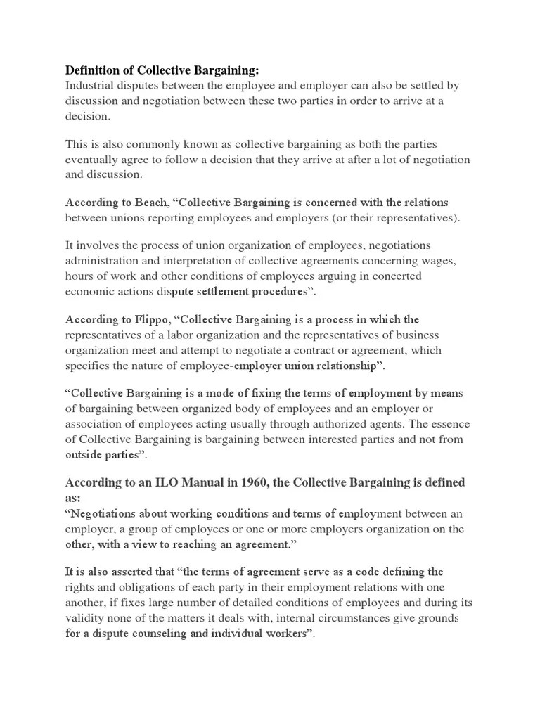 Definition of Collective Bargaining According To An ILO Manual in