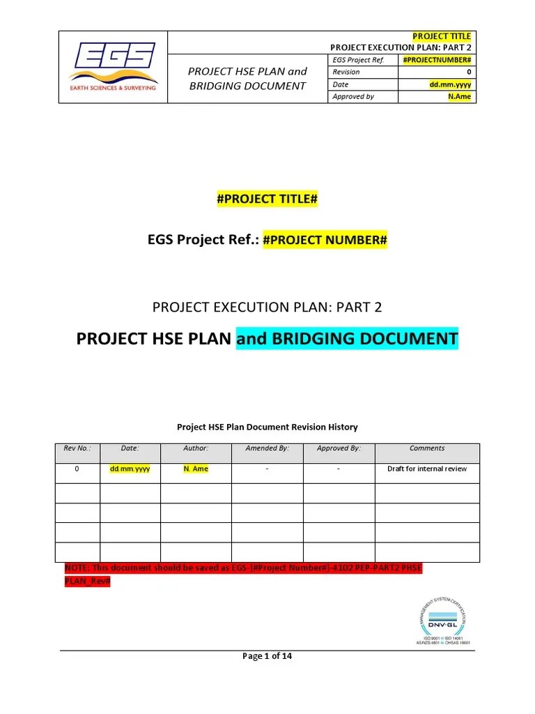 Project Hse Plan And Bridging Document Waste Management Hazardous Waste