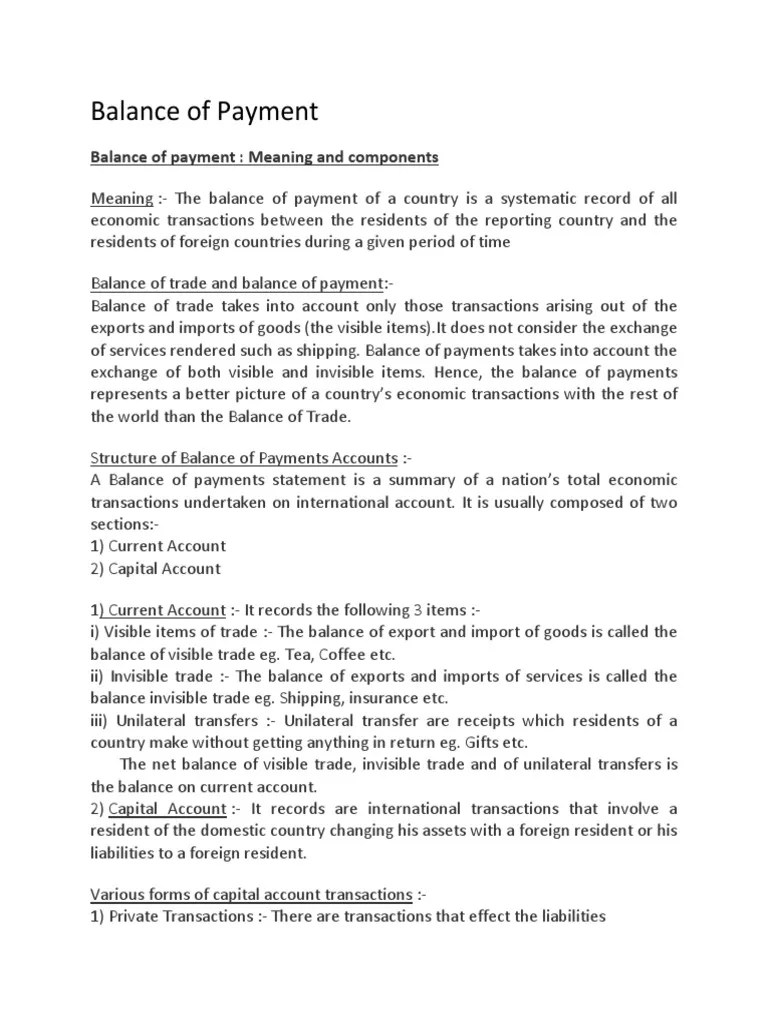 An InDepth Explanation of Balance of Payments Components, Accounts