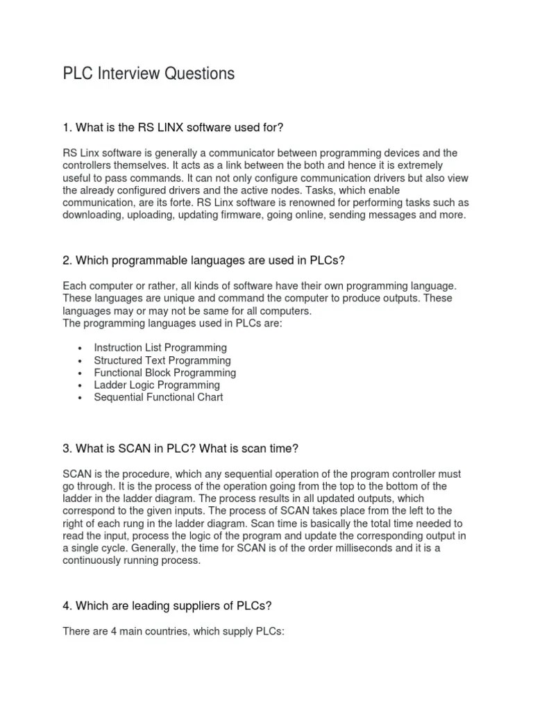 PLC Interview Questions 1. What Is The RS LINX Software Used For