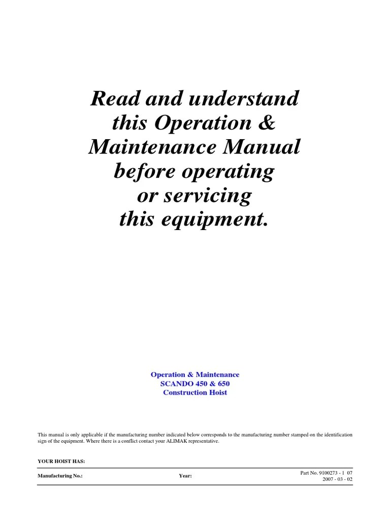 ALIMAK Operation &maintenance Manual PDF Switch Elevator