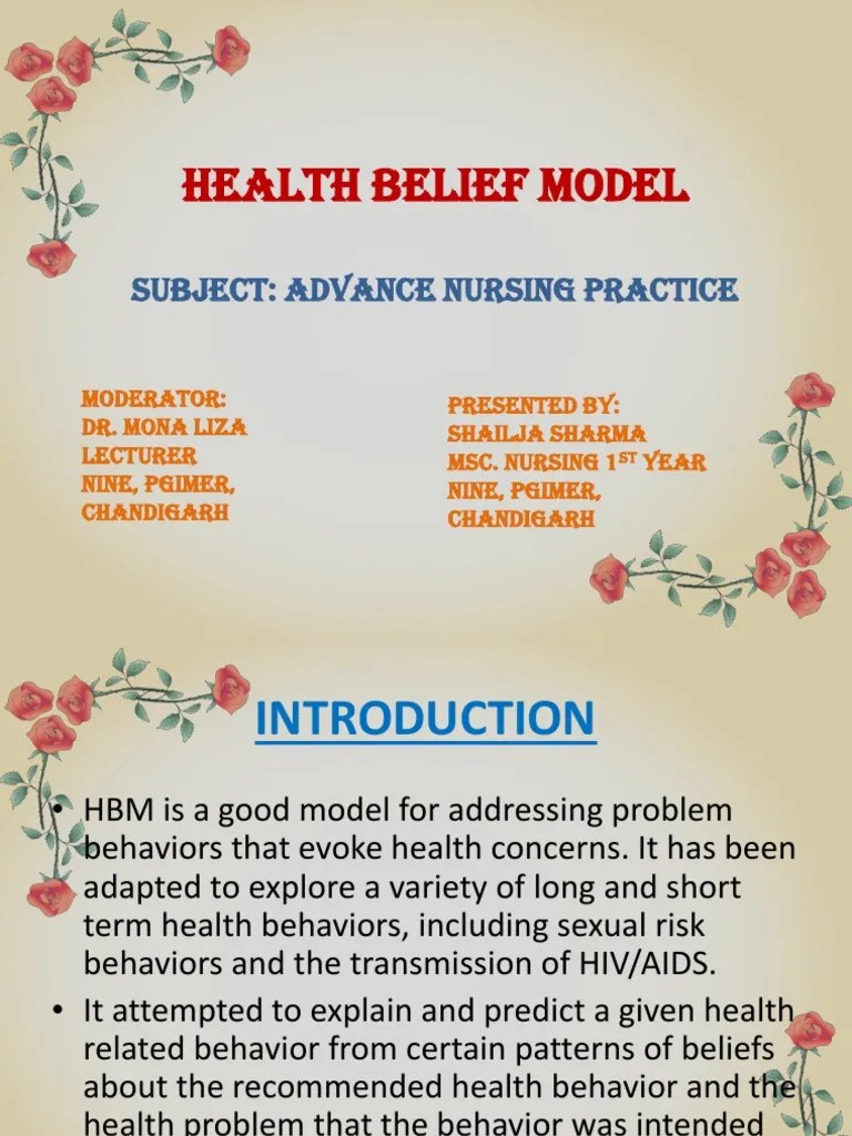 Health belief model subject advance nursing practice
