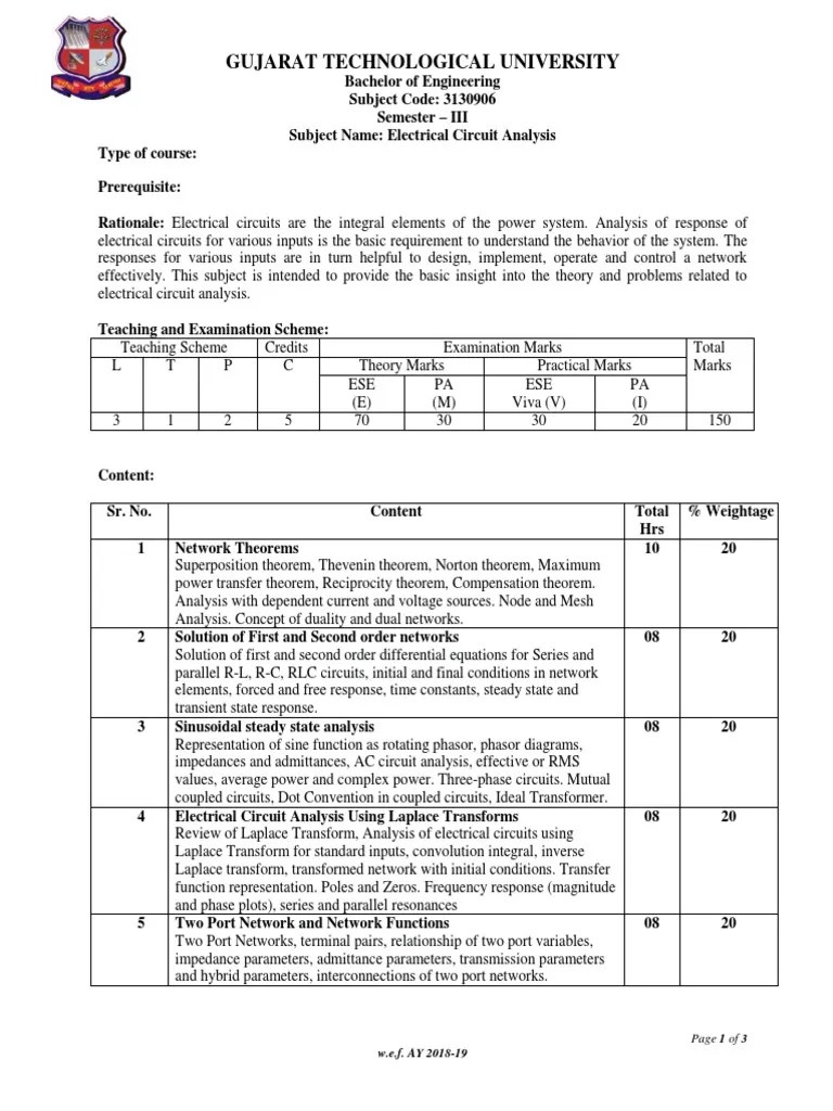 Electrical Circuit Analysis_3130906 Network Analysis (Electrical