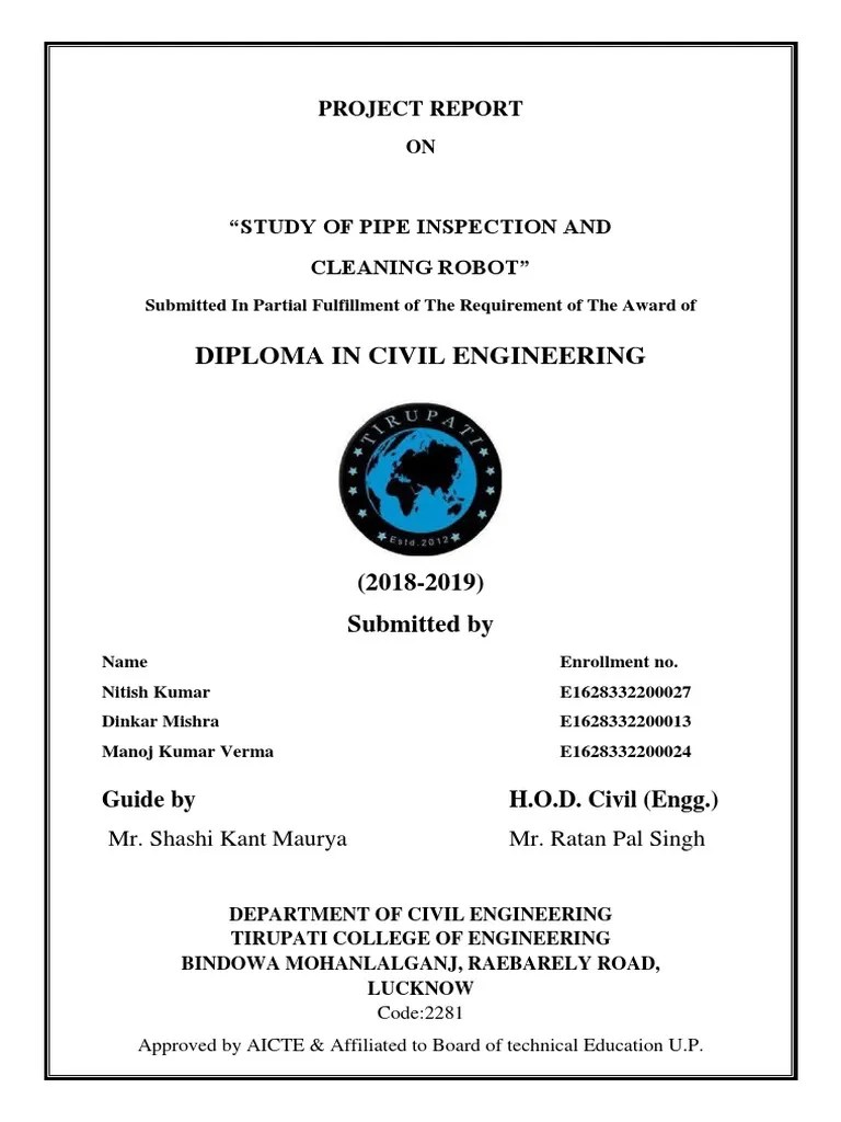 Diploma In Civil Engineering Project Report Pipeline Transport