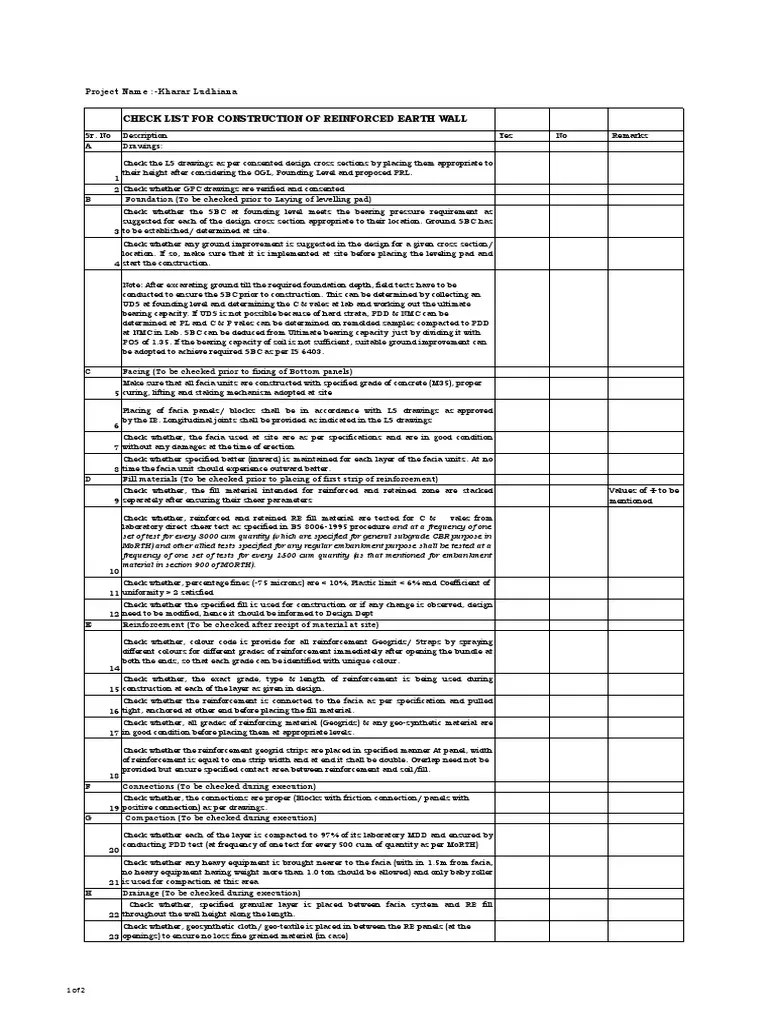 Checklist Engineering Building Engineering