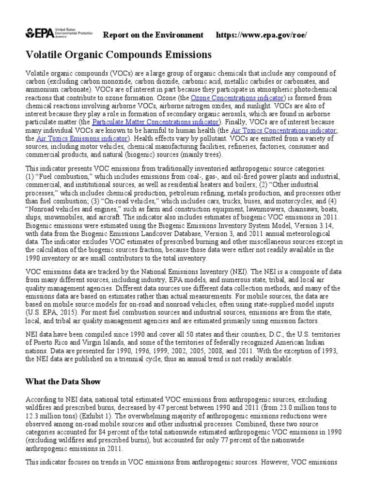 Volatile Organic Compounds Emissions Report On The Environment HTTPS