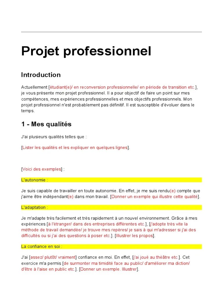 Exemple projet professionnel.doc Psychologie et sciences