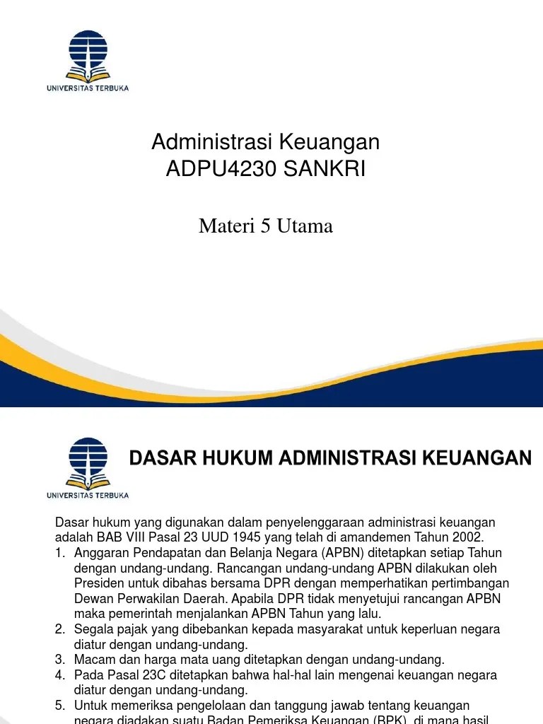 Administrasi Keuangan Adpu4230 Sankri Materi 5 Utama