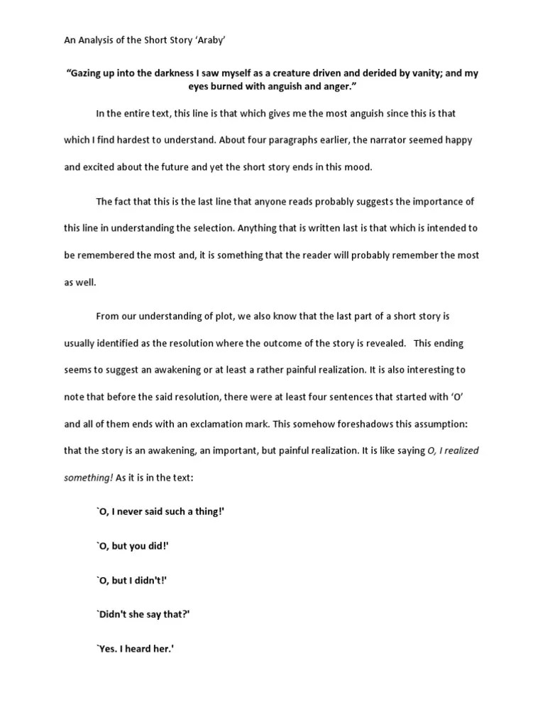 Araby A Structural Analysis PDF PDF Narration Narrative