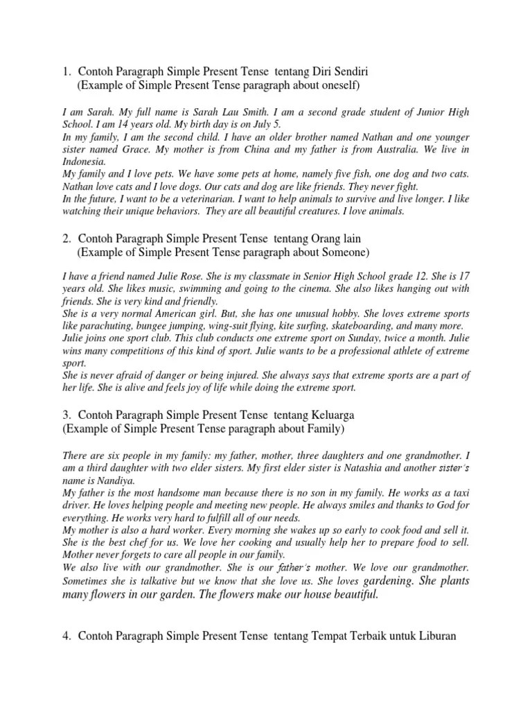 Contoh Paragraph Simple Present Tense | PDF | Camping
