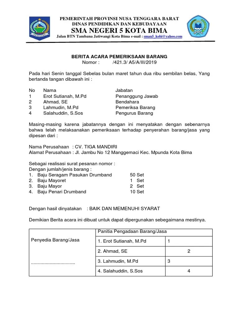 Ba Serah Terima Baju Drumband | PDF