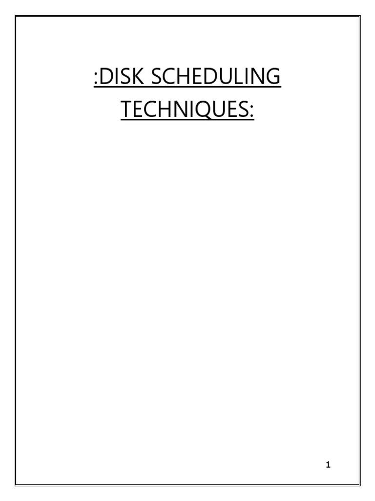 Disk Scheduling Techniques PDF Scheduling Hard Disk Drive