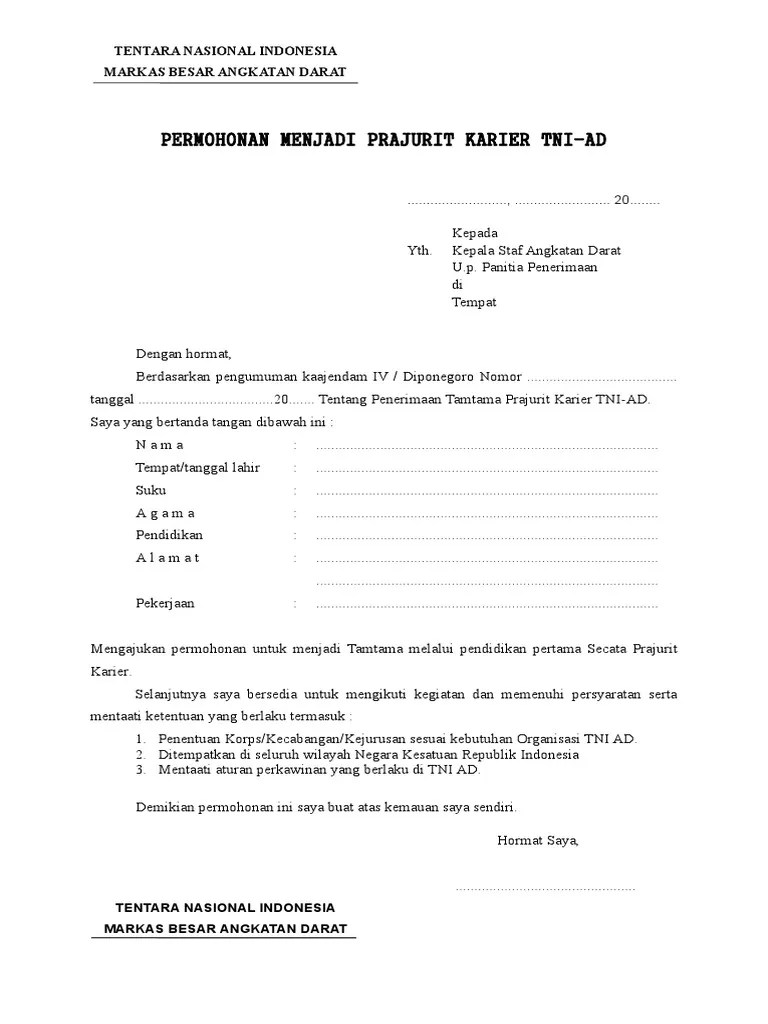 Berkas Persyaratan Tni Ad | PDF
