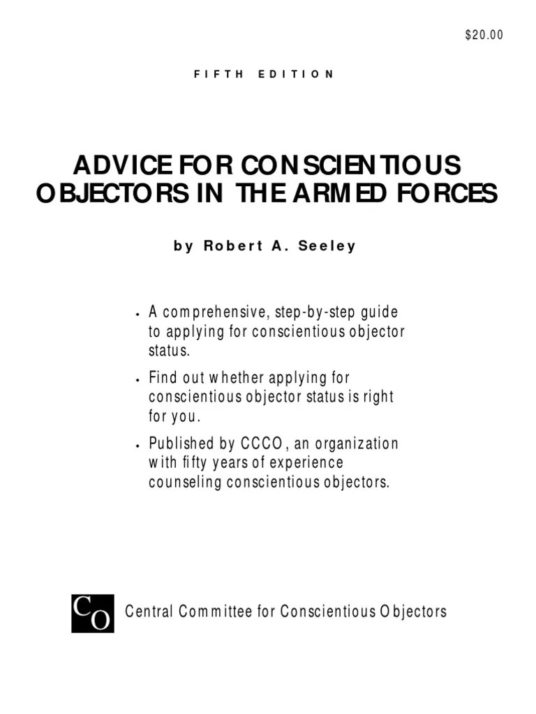 Advice for Conscientious Objectors Conscientious Objector Military
