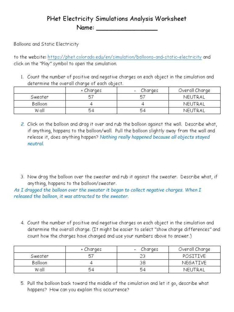 PHet Electricity Simulations Lab (1) Electric Charge Electron
