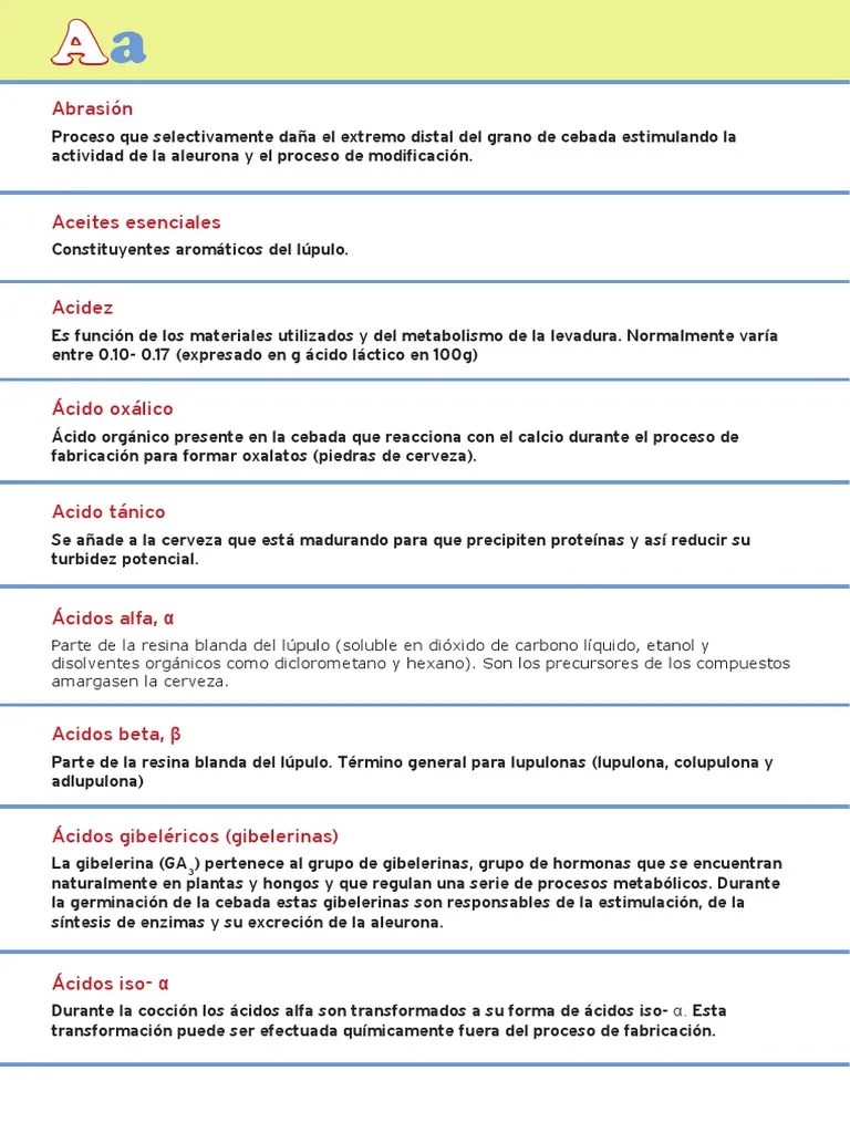 Spanish Brewing Glossary PDF PDF Cerveza Adn