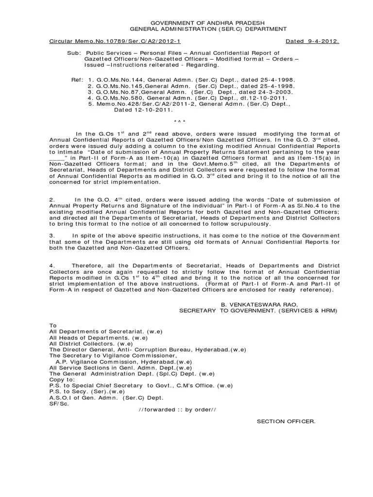 ANNUAL CONFIDENTIAL REPORT FORMAT FOR WATER RESOURCES DEPARTMENT AP MemoNo 10789 Ser C PDF