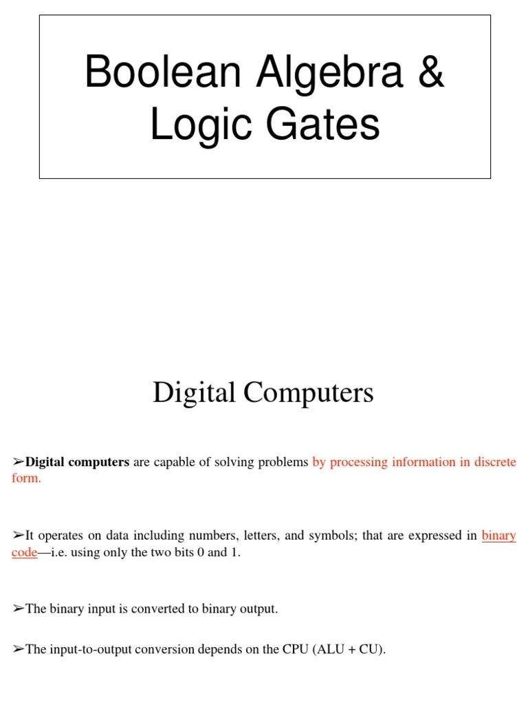 Boolean Algebra and Logic Gates PDF PDF Logic Gate Boolean Algebra