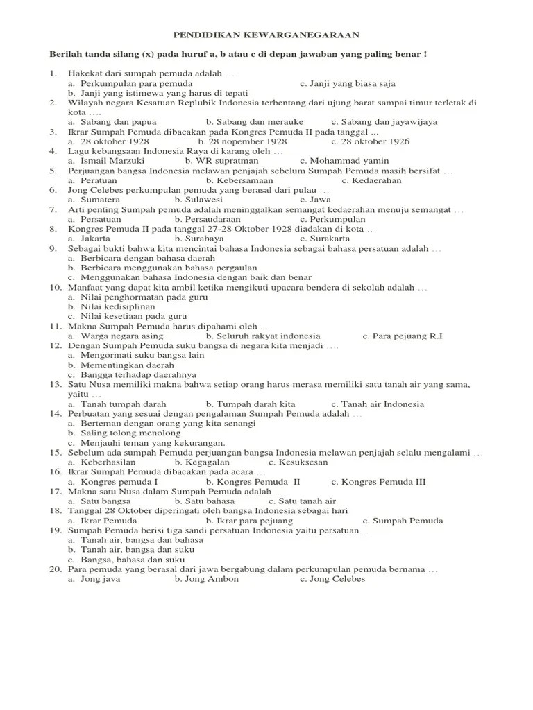 Soal Sumpah Pemuda | PDF