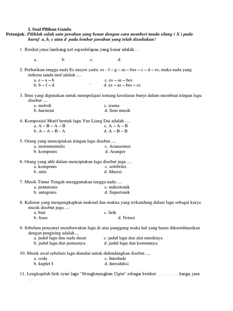 Soal Seni Budaya | PDF
