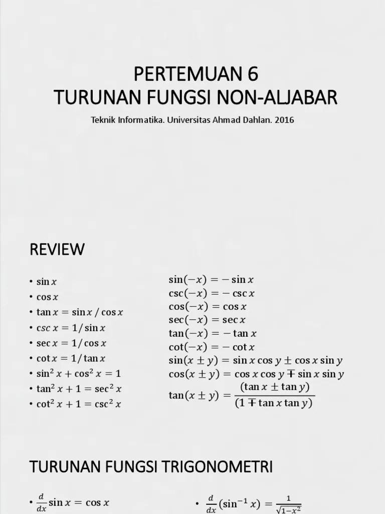 Pertemuan 6 - Turunan Fungsi Non-Aljabar | PDF