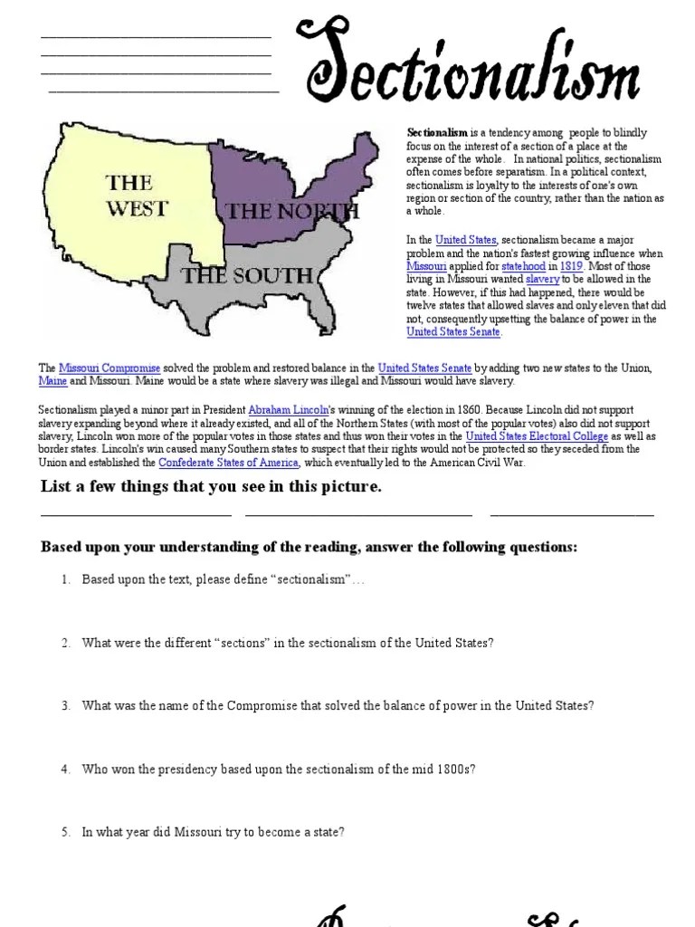 Microsoft Word Civil War Worksheets Slavery In The United States