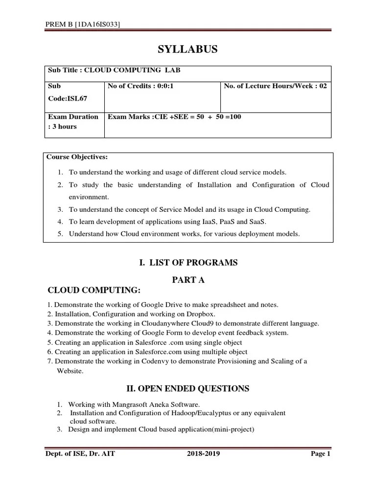 Cloud Computing Lab Manual Download Free PDF Cloud Computing Gmail