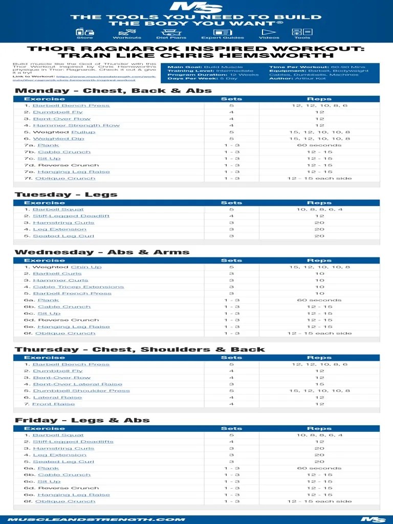 THOR WORKOUT.pdf Recreation Physical Exercise