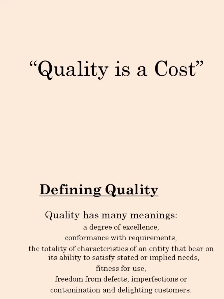 Cost of Quality PDF Cost CostBenefit Analysis