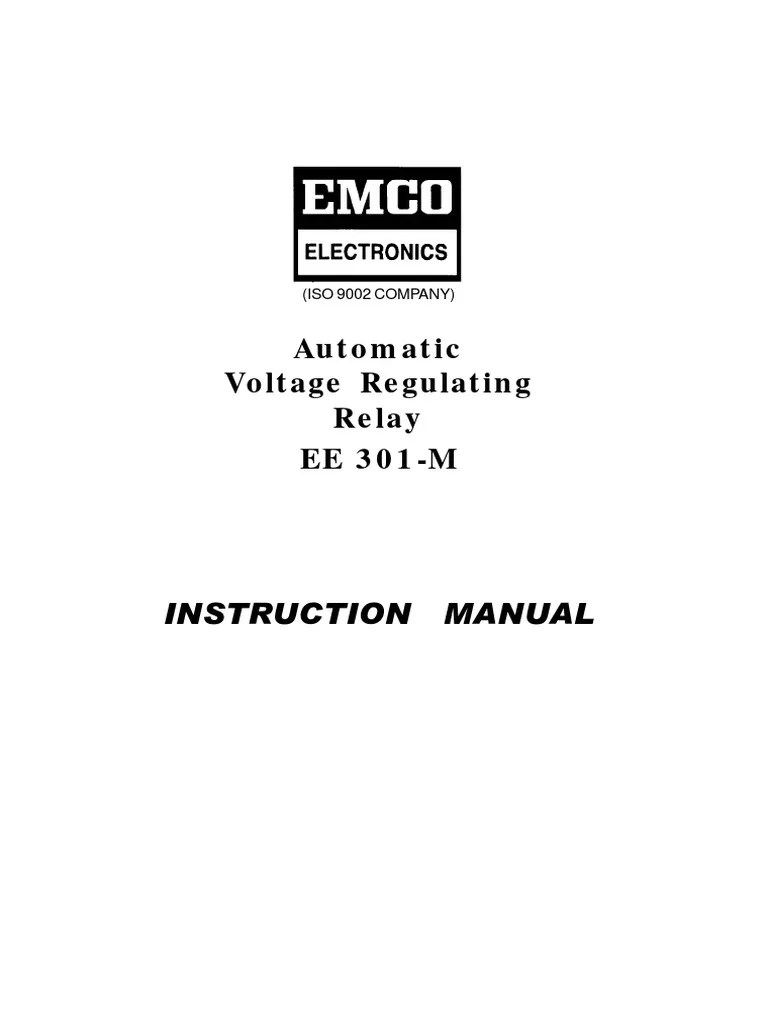 Automatic Voltage Regulating Relay EE 301M Instruction Manual PDF