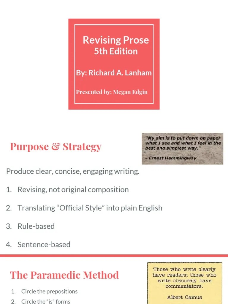 Revising Prose PDF Subject (Grammar) Sentence (Linguistics)