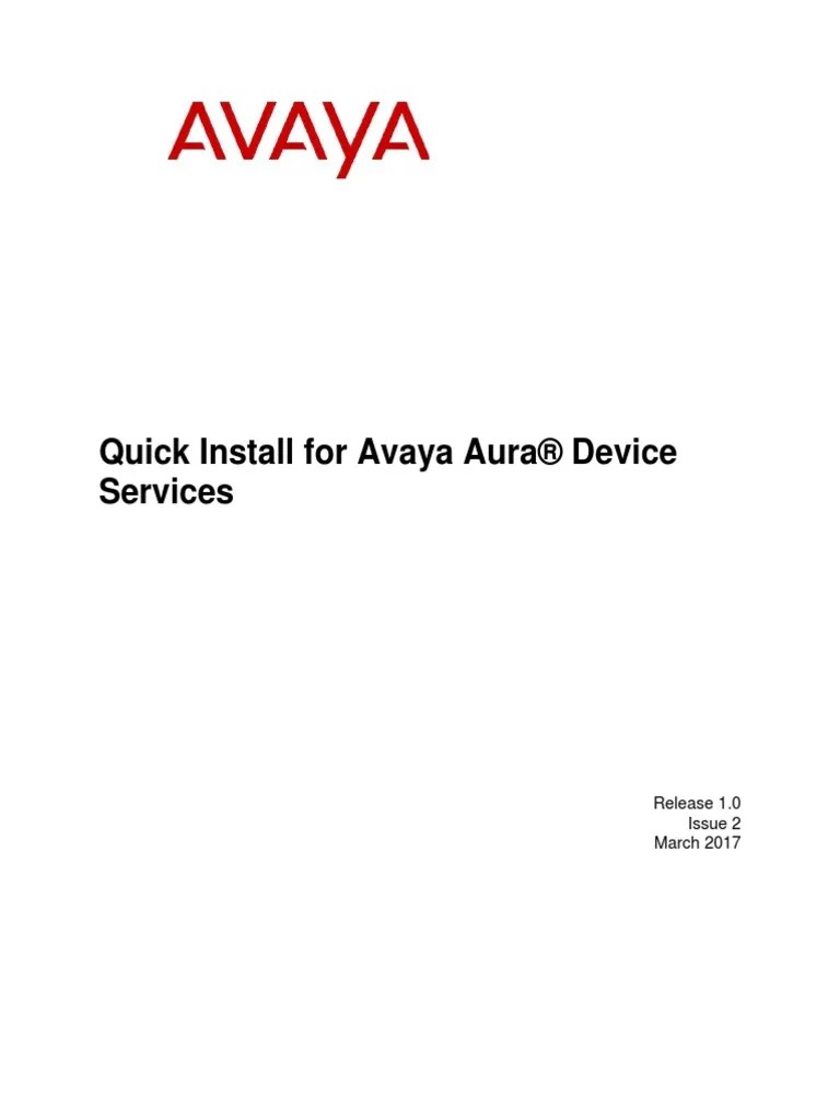 Quick Install For Avaya Aura® Device Services Release 1.0 Issue 2