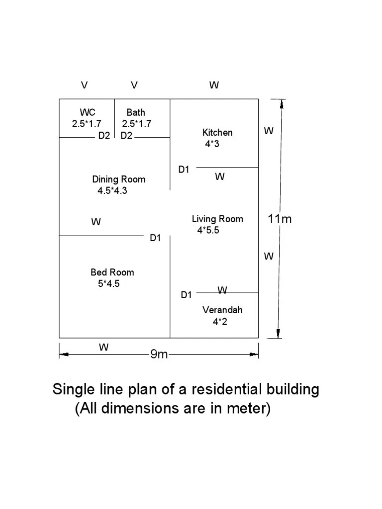 Single Line Plan of A Residential Building PDF PDF