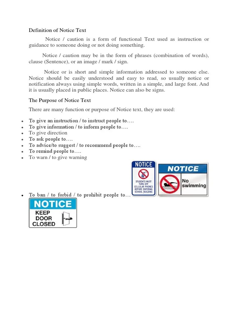 Definition of Notice Text PDF