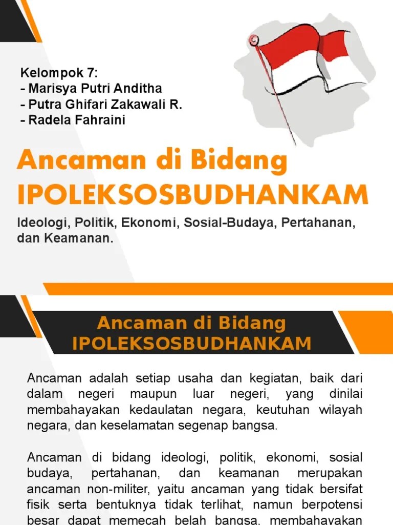 Ancaman Di Bidang Ipoleksosbudhankam | PDF