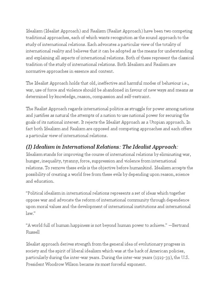 Idealism and Realism.docx International Relations