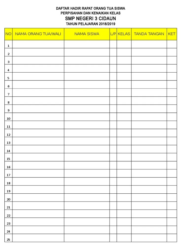 Format Daftar Hadir | PDF