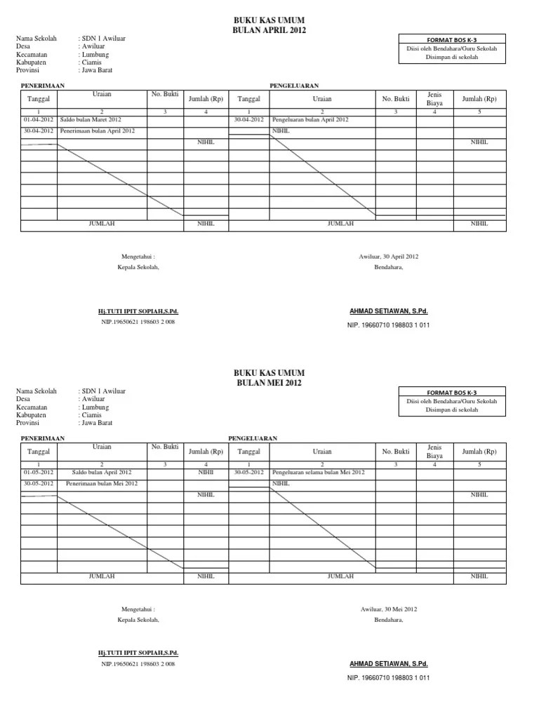 BUKU KAS UMUM (Bos k-3) | PDF