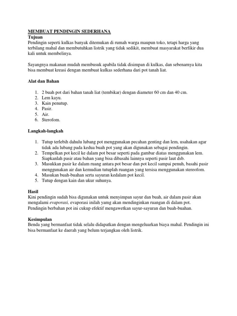 Membuat Pendingin Sederhana | PDF