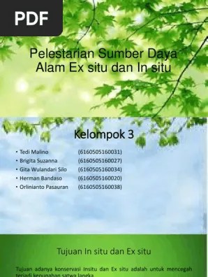 Pelestarian Sumber Daya Alam Ex Situ Dan Insitu | PDF