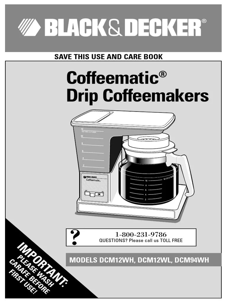 Manual Cafetera Black and Decker Coffeematic | PDF | Coffee | Water