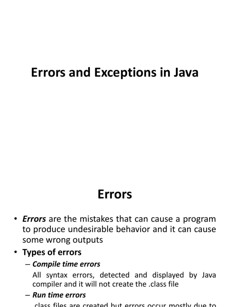 Errors and Exceptions in Java PDF Class Programming